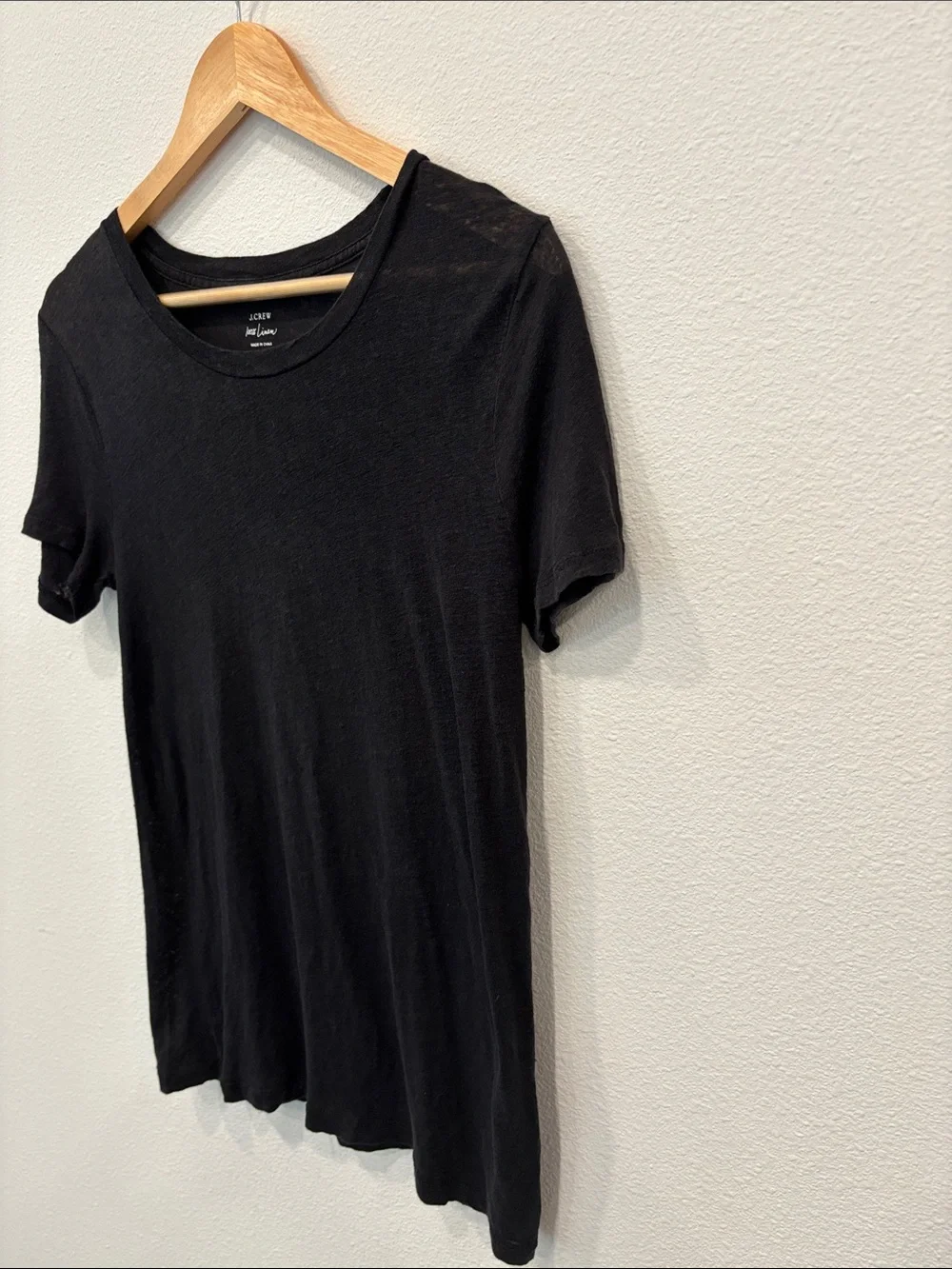 J. Crew Women’s 100% Linen Black Short Sleeve Crewneck Tee Size S